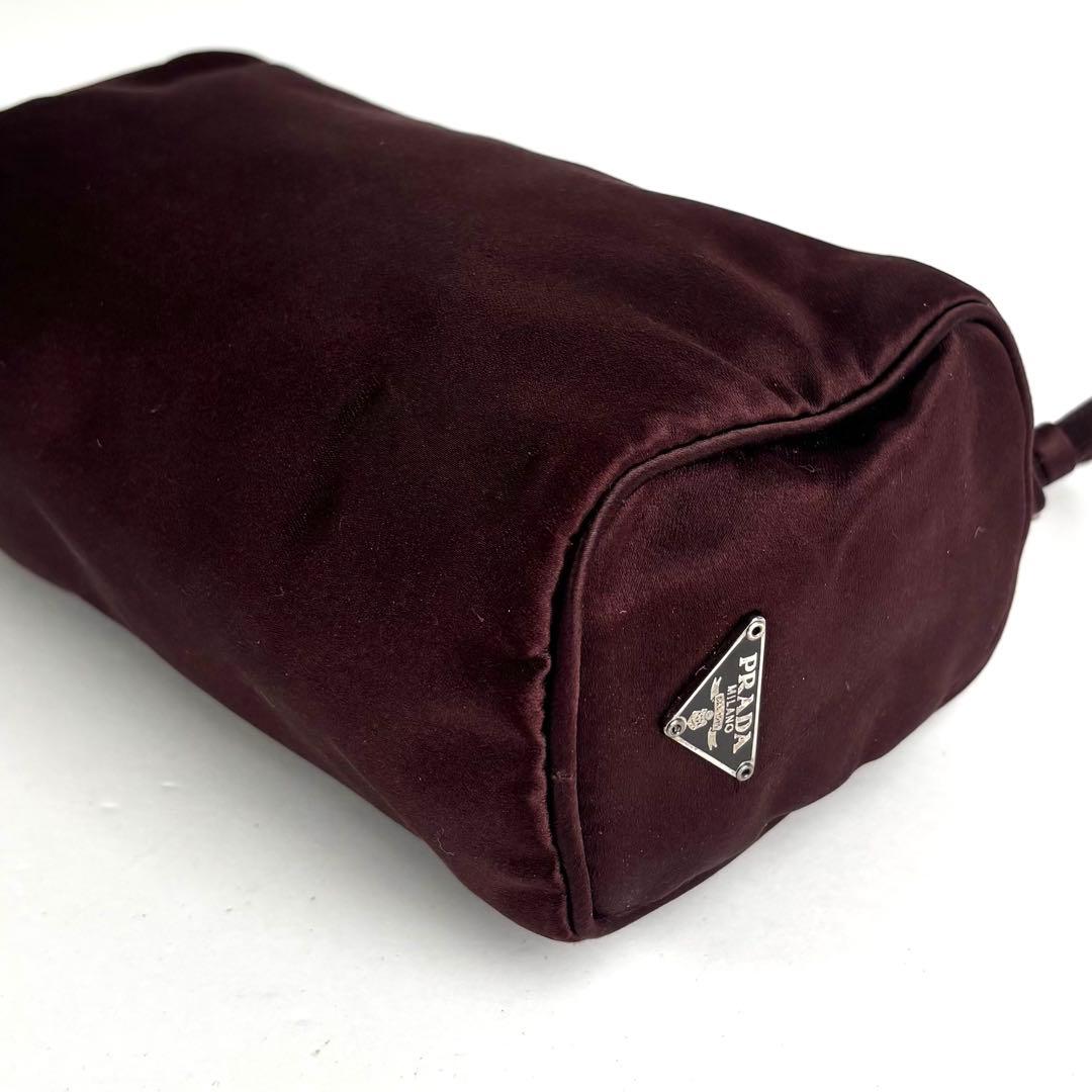 未使用に近い PRADA プラダ サテン アクセサリーポーチ ハンドバッグ