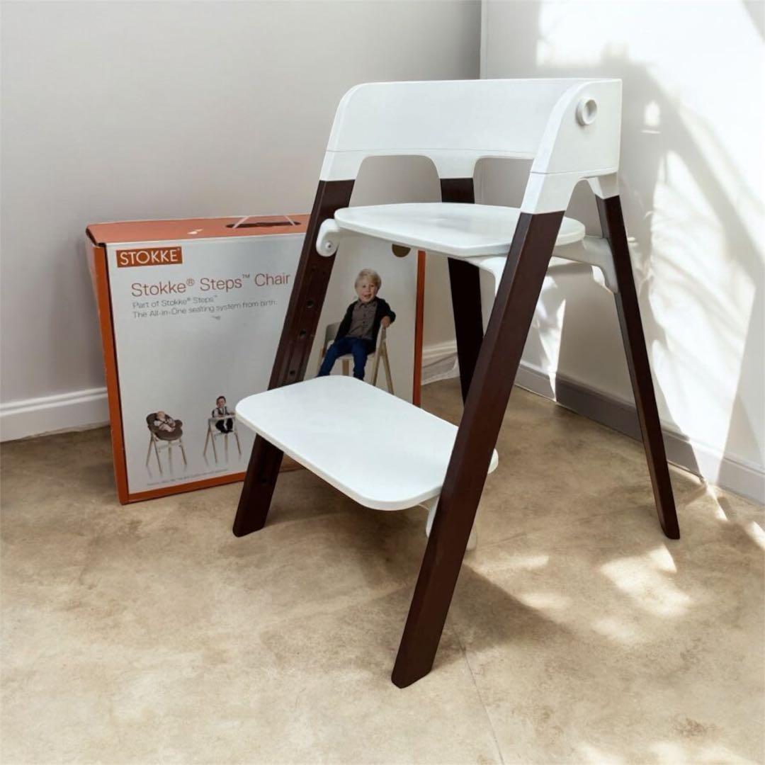 【ストッケ】Stokke ステップス チェア ホワイト/ブラウン