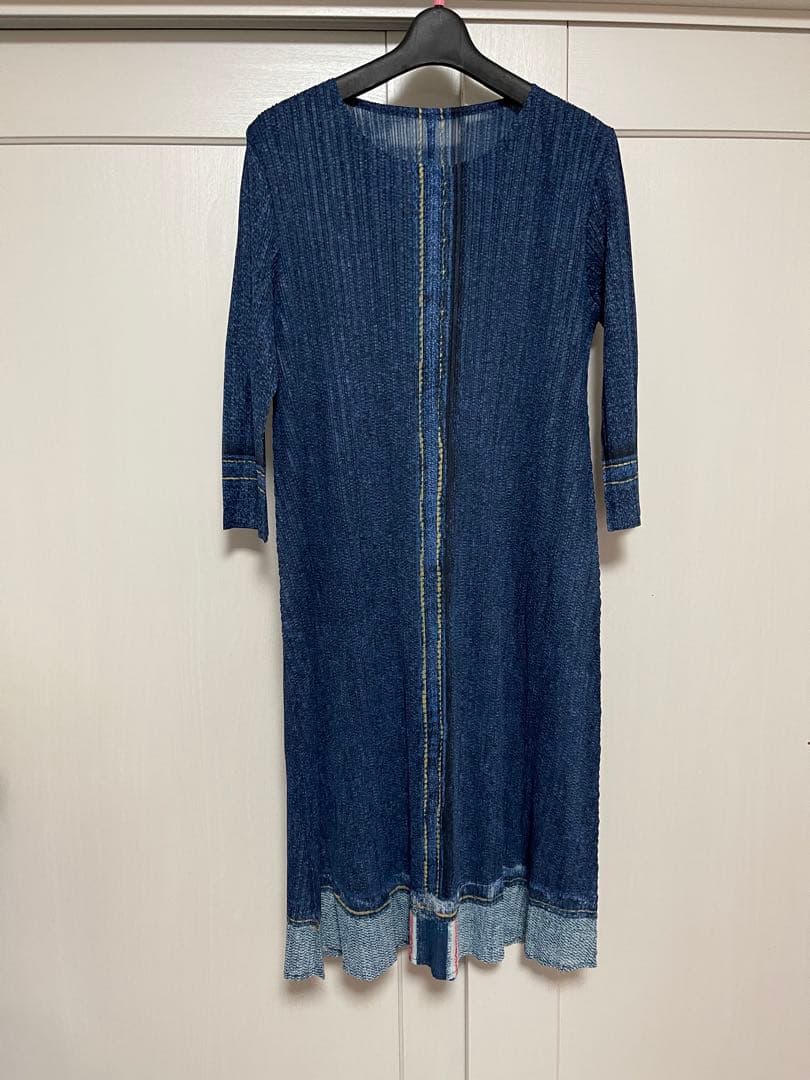 may　新品　デニムプリントワンピース　F