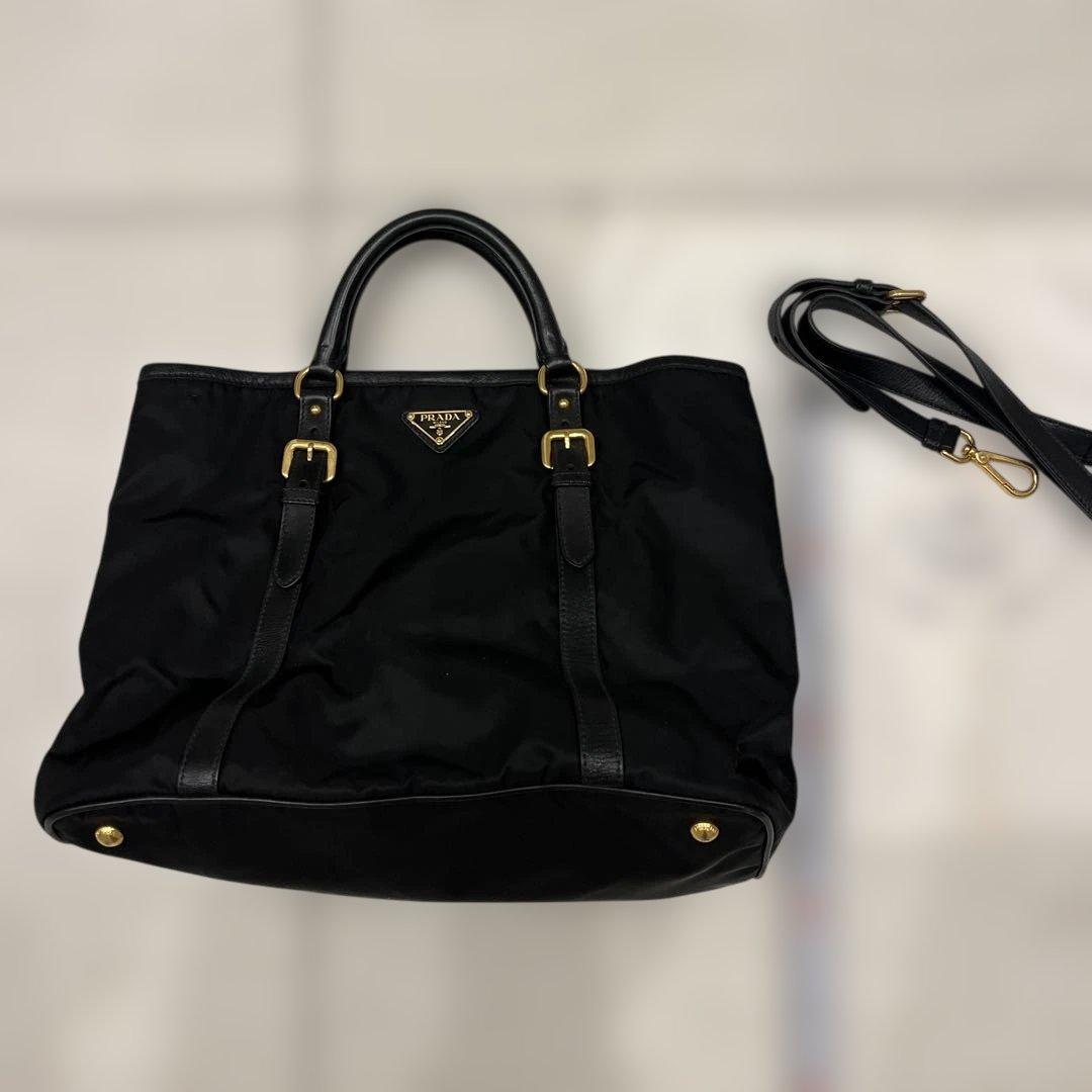 PRADA ブラック ナイロン トートバッグ