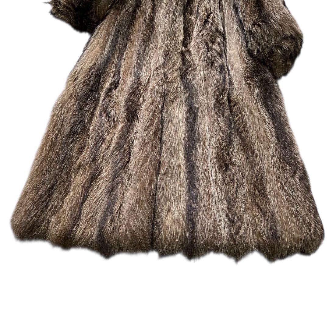 着丈110cm シルバーフォックス リアルファーコート 本毛皮 XLサイズ相当