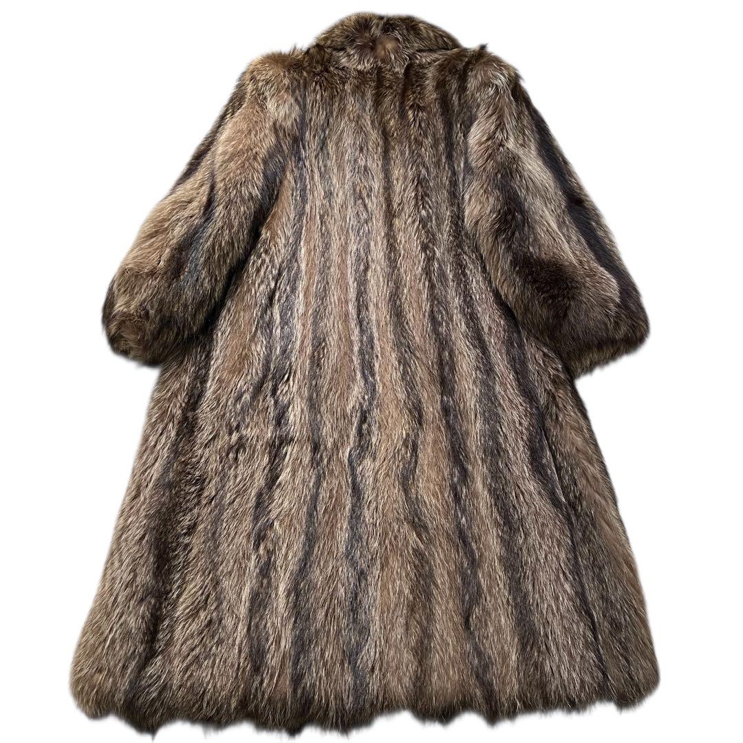 着丈110cm シルバーフォックス リアルファーコート 本毛皮 XLサイズ相当