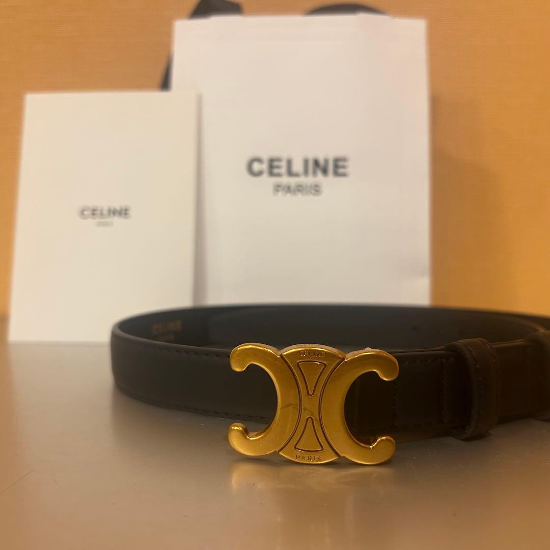 極美品✨CELINE ブラックレザーベルト ゴールド トリオンフ 90cm