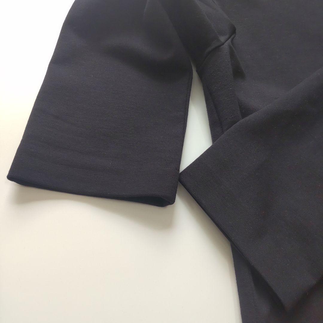 美品 ザロウ クルーネック バックジップ カットソー トップス ９分袖 ブラック