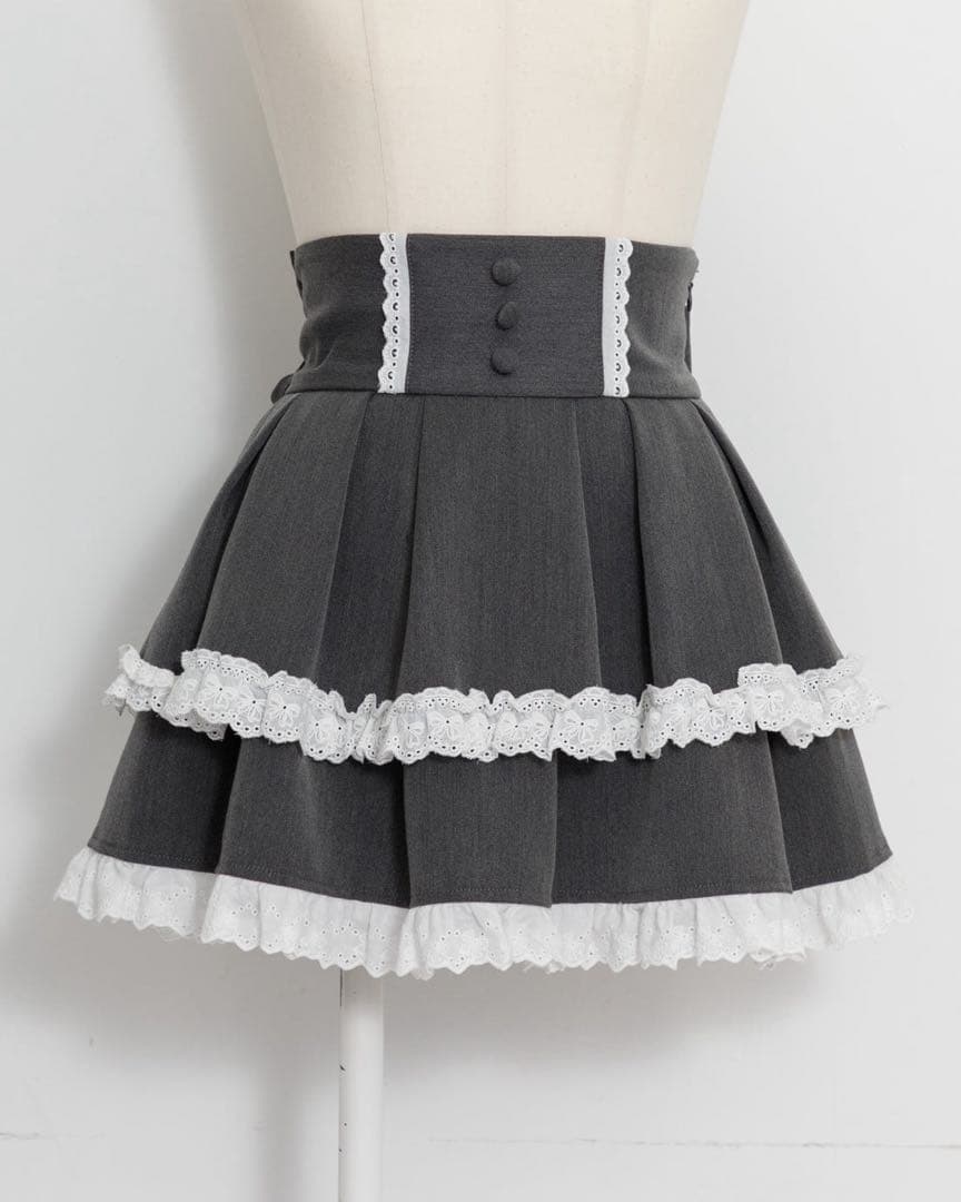 pium コットンフリルボリュームタックスカート チャコール