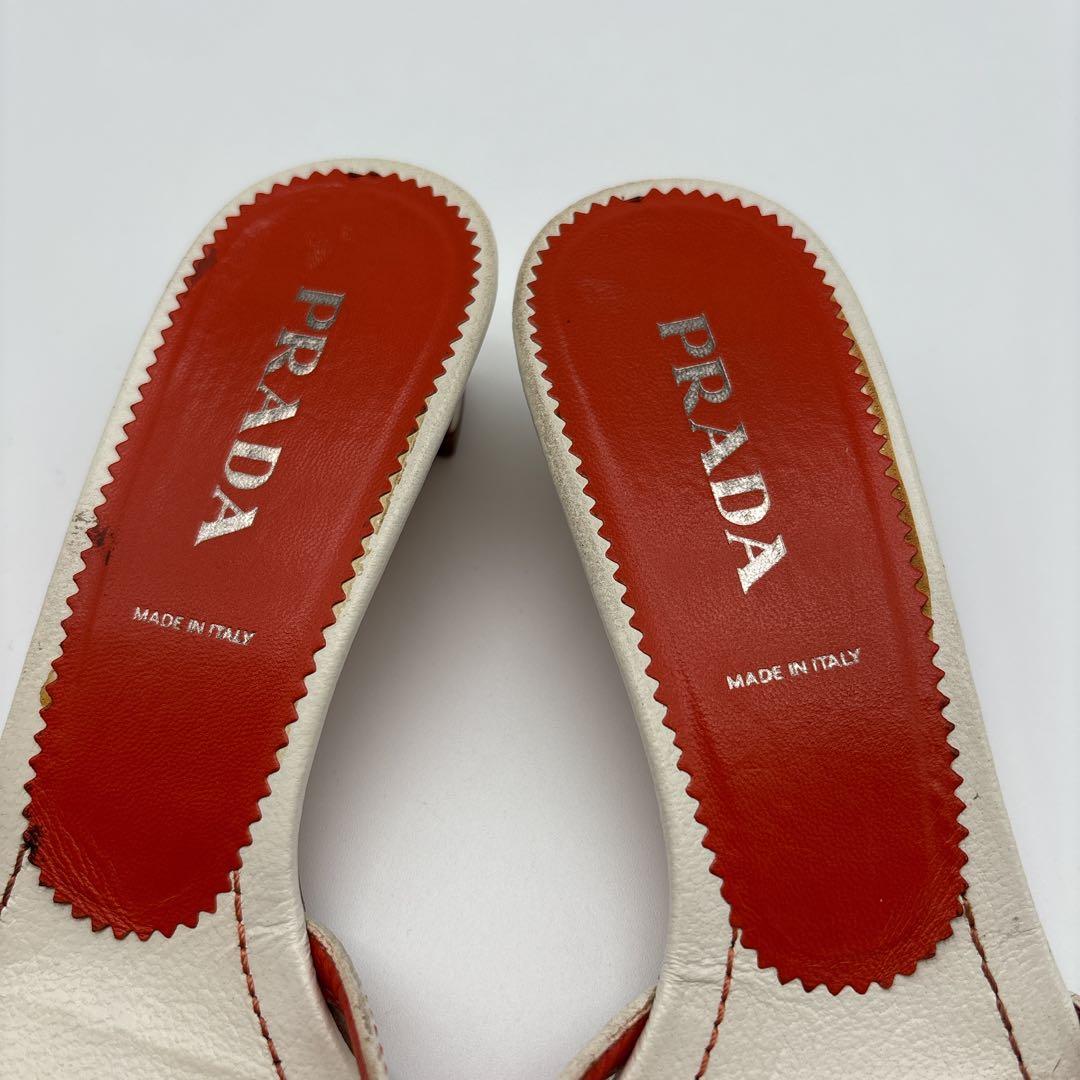 プラダ リボンデザインバイカラー ミュール　サイズ35 1/2 22.5㎝相当