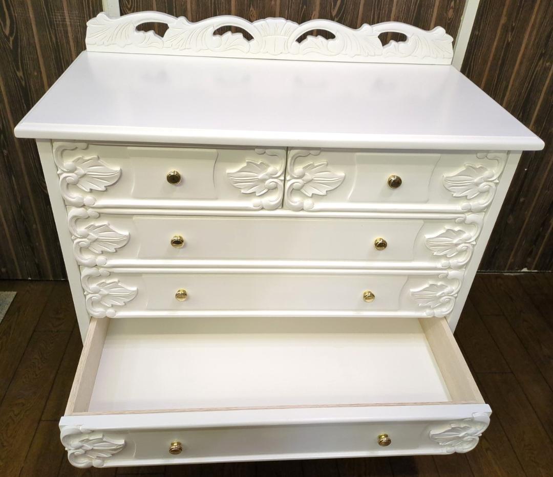 〈たのめる便・現状渡し〉ワイドチェスト アンティークホワイト