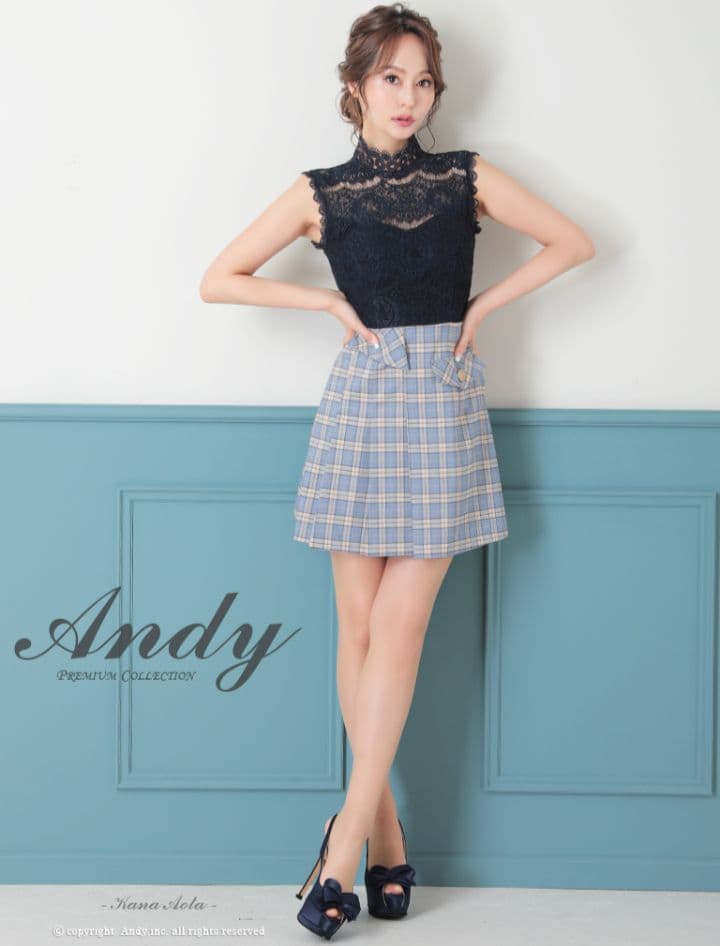andy ドレス　韓国　レース　チェック