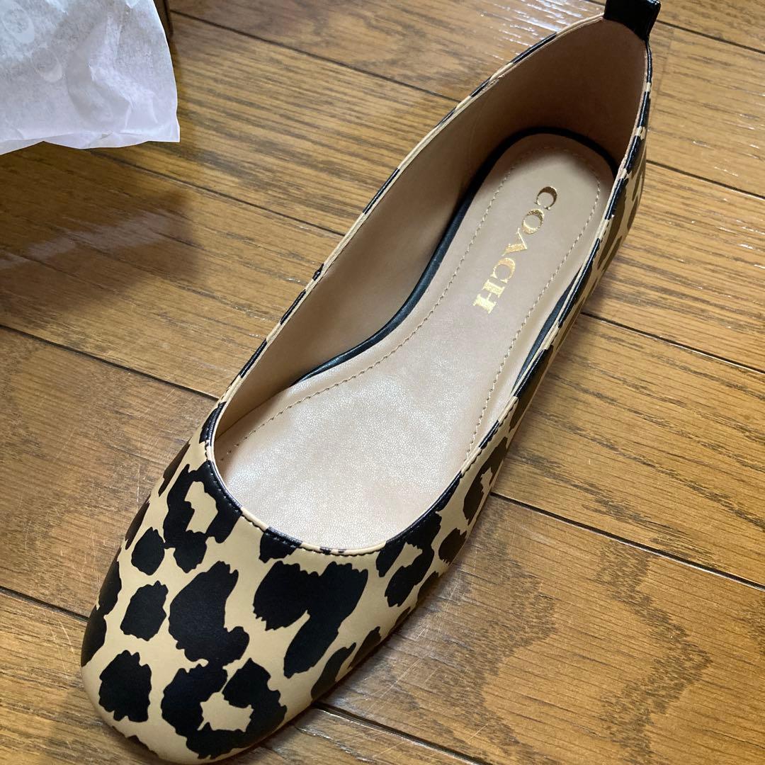 coachコーチ新品ウェンディバレエシューズレオパード柄フラットパンプス