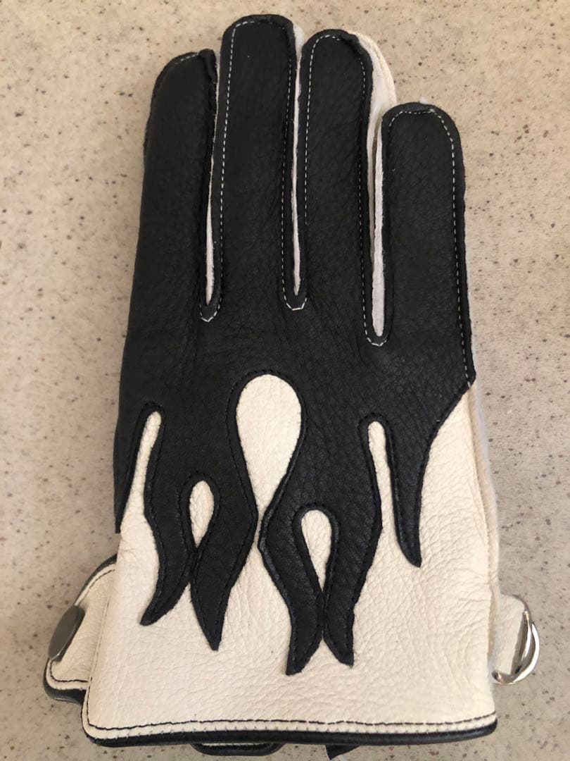 ファイヤーパターン　レザーバイクグローブ アメリカン ハーレー ドラッグスター