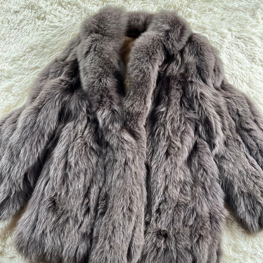 極美品 肌触り最高 フォックスファー グレー ファーコート 長袖 ラグジュアリー