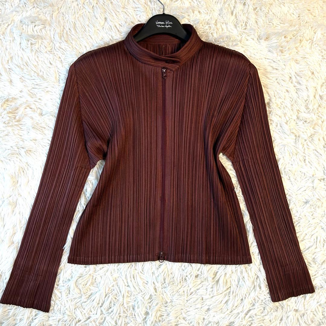 希少✨プリーツプリーズ ライダースジャケット シングル ダブルジップ