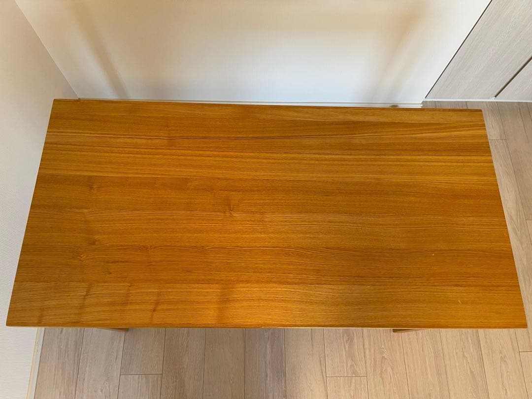 美品 無印良品 タモ材デスク 学習机 木製机 引き出し付 110×50cm