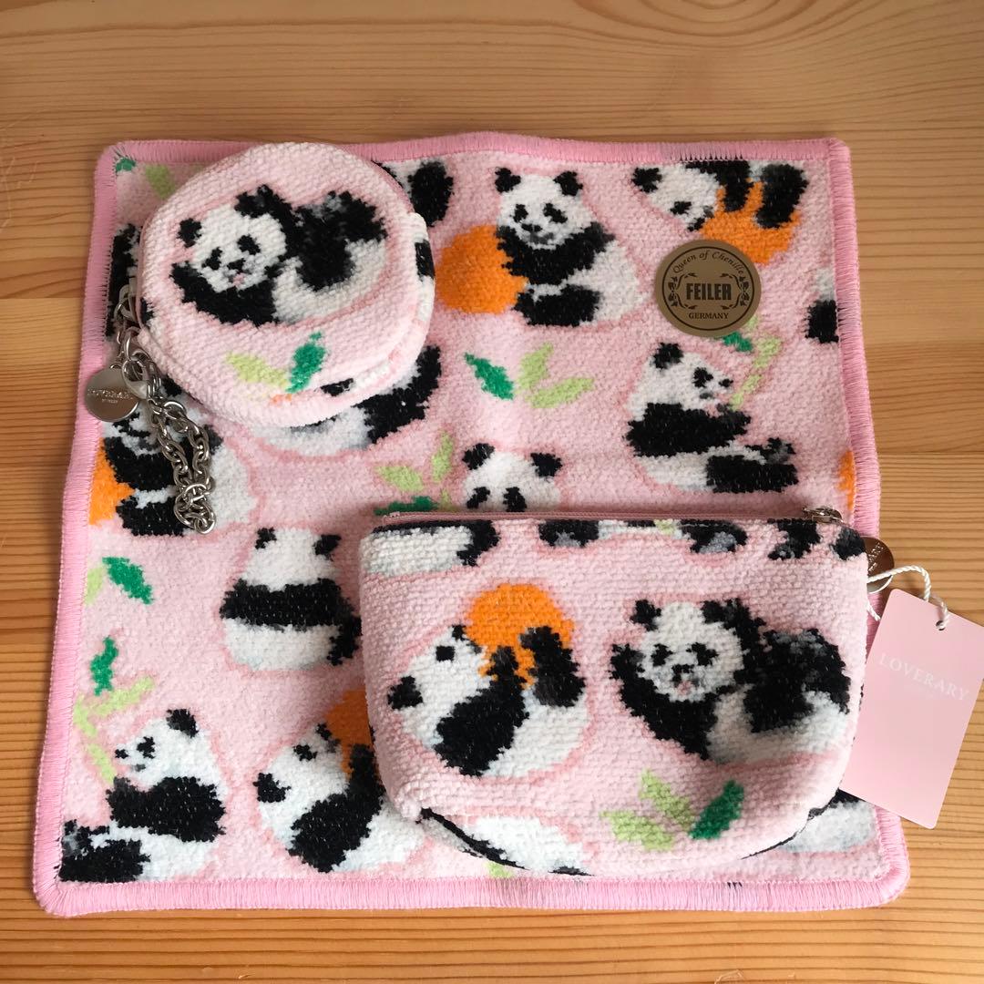 FEILER コロコロパンダ ハンカチ·ポーチ·サークルポーチ 3点set