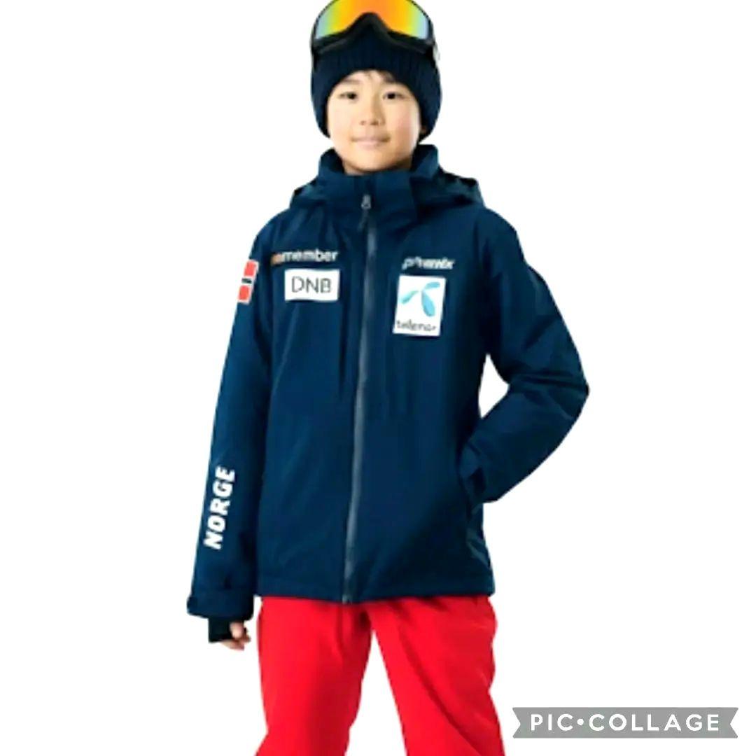 美品☆PHENIX ジュニアスキーウェア 上下 140 ノルウェーモデル 紺赤