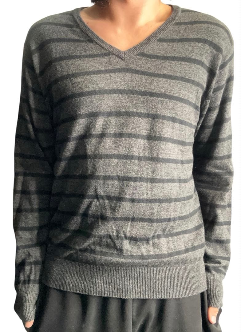 トップス cashmere mix border pattern knit