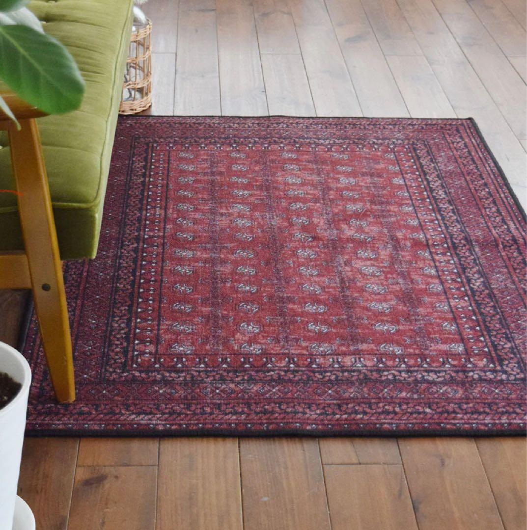 TOCO LIFE ヴィンテージ風ラグマット レッド 140×200㎝