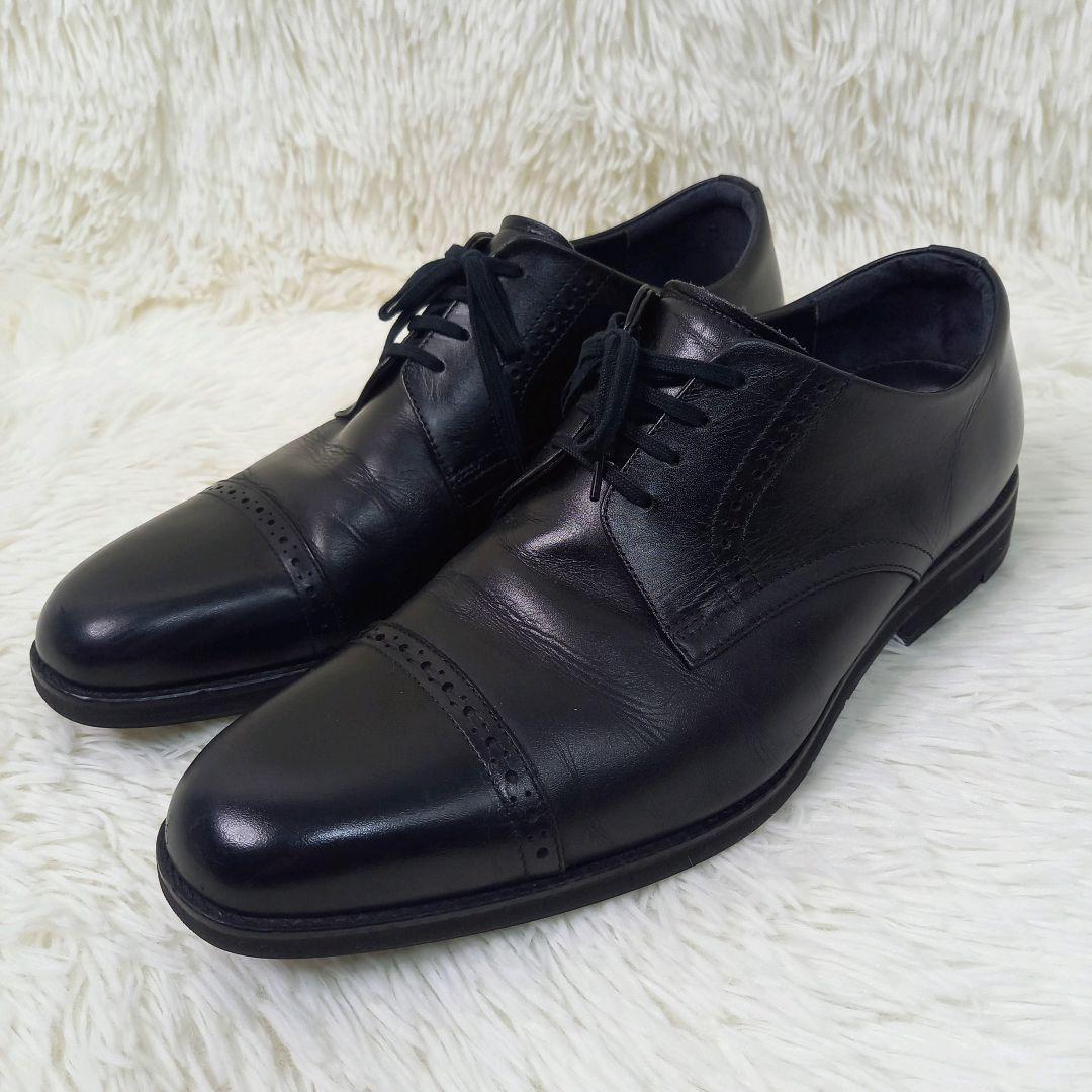 アシックス ランウォーク ストレートチップ 革靴 ビジネスシューズ 26.5 黒