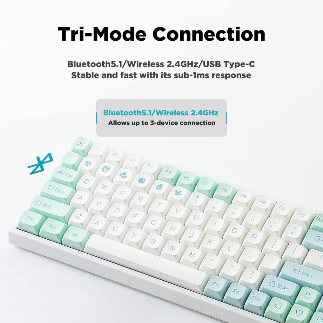 ☆3モード接続ホットスワップメカニカルキーボード　ミントグリーン