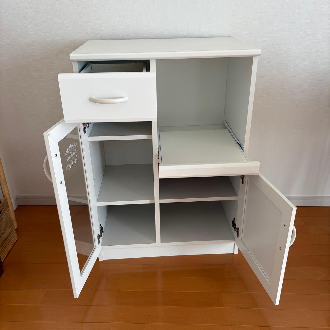 【即日発送】セルシナ カップボード ホワイト　レンジ台　食器棚　シンプル