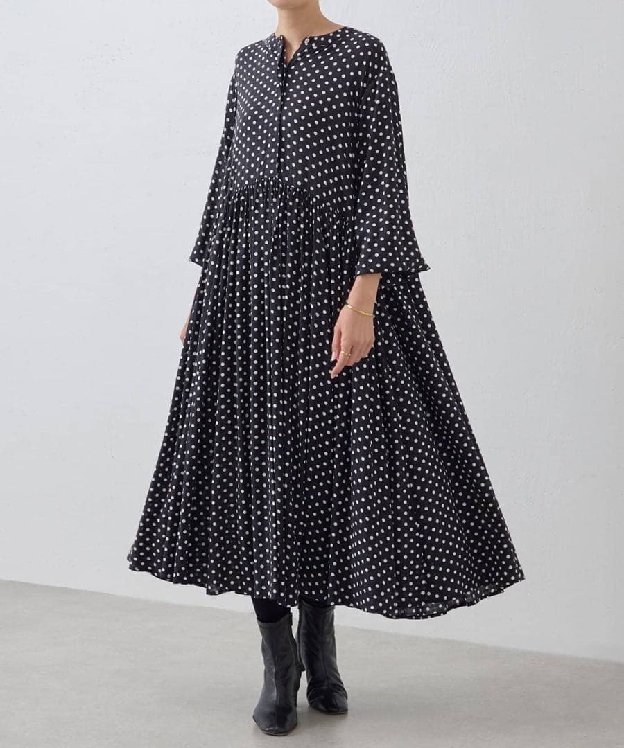 ビアズリー　BEARDSLEY ドットギャザー　ワンピース　サイズ1 M L用