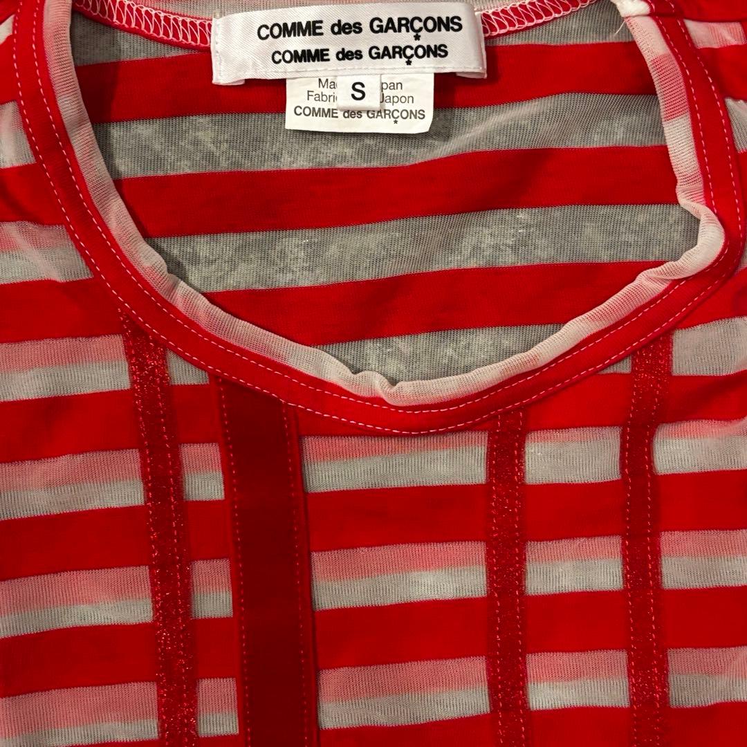 COMME des GARÇONS 長袖Tシャツ Sサイズ レッド/ストライプ