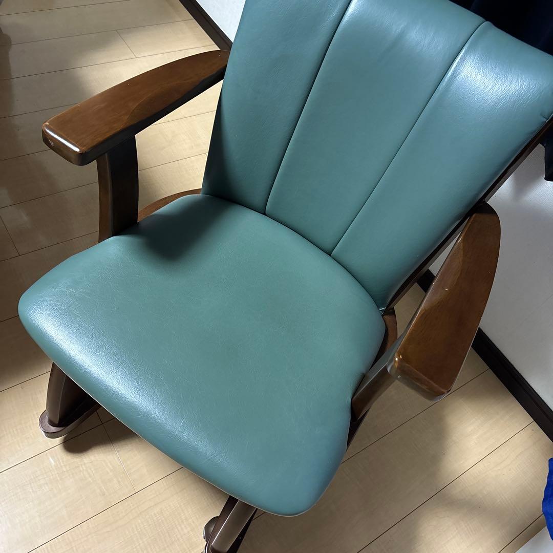 青緑色の合成皮革ダイニングチェア(コメント必須です)
