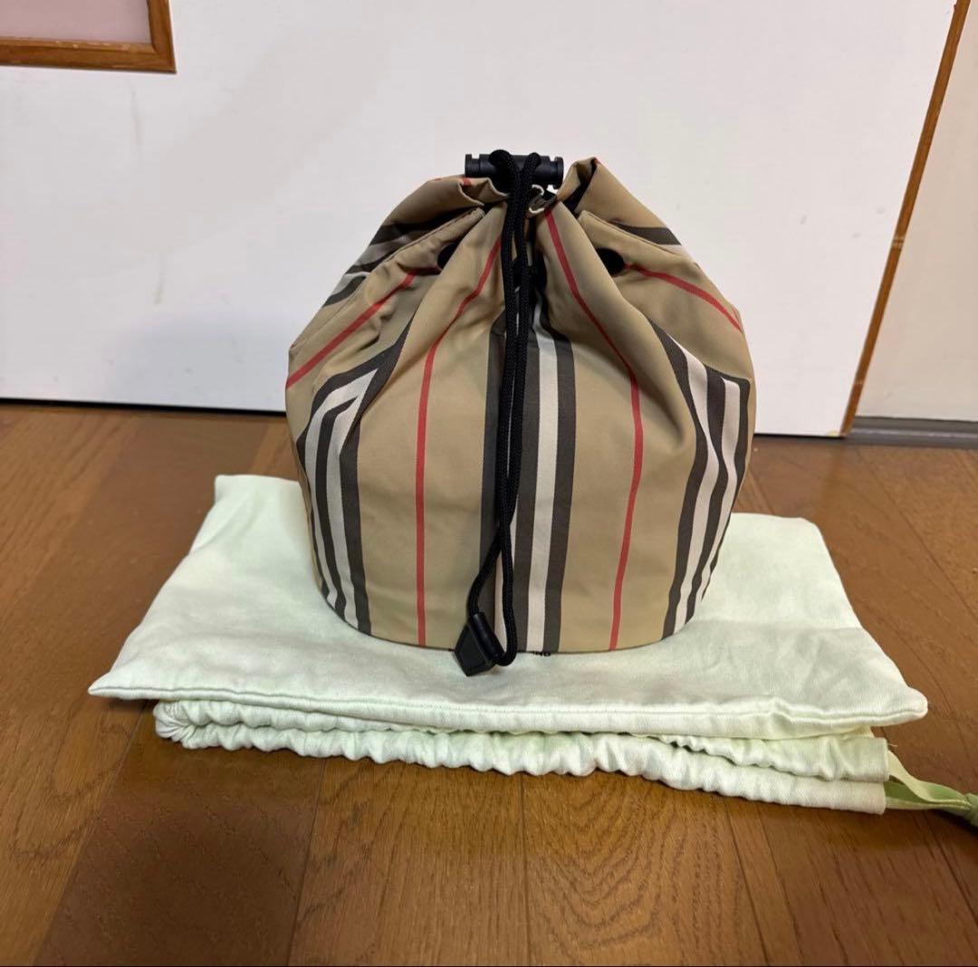 BURBERRY バーバリーアイコンストライプ ドローコードポーチ　巾着