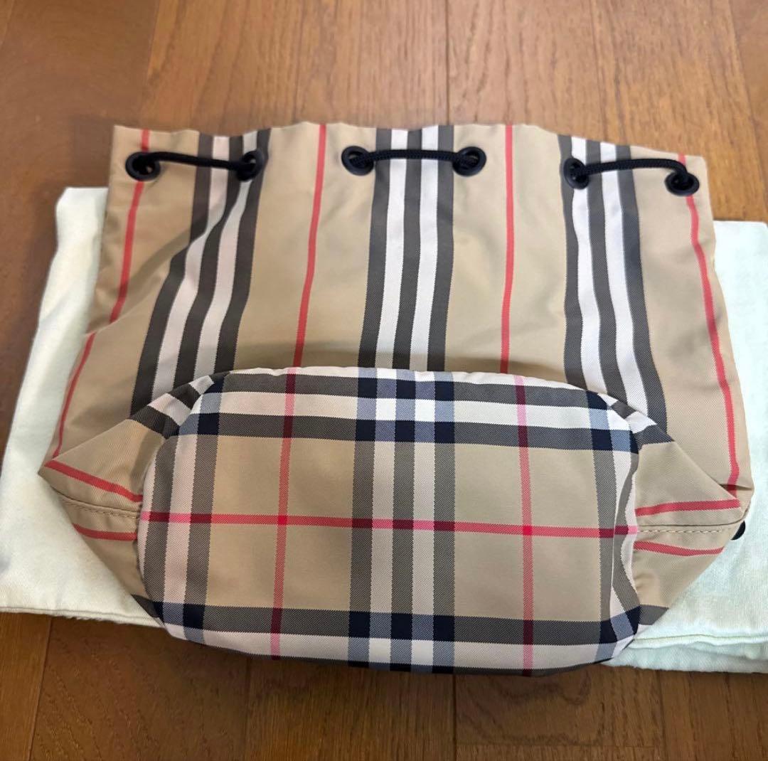 BURBERRY バーバリーアイコンストライプ ドローコードポーチ　巾着