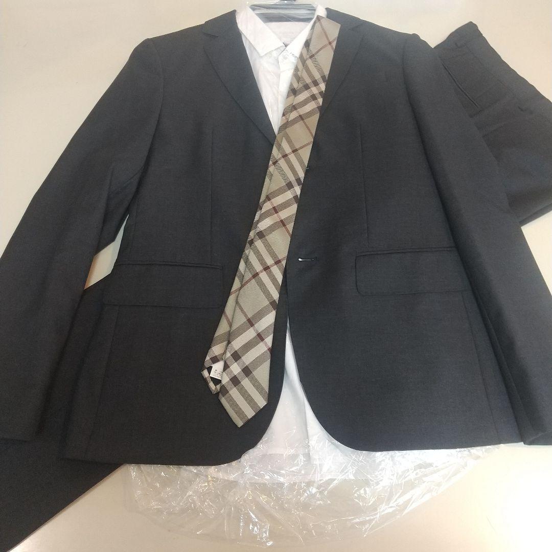 バーバリー14Y164cmスーツ 濃いグレー卒業式 入学式 シャツとネクタイ別売
