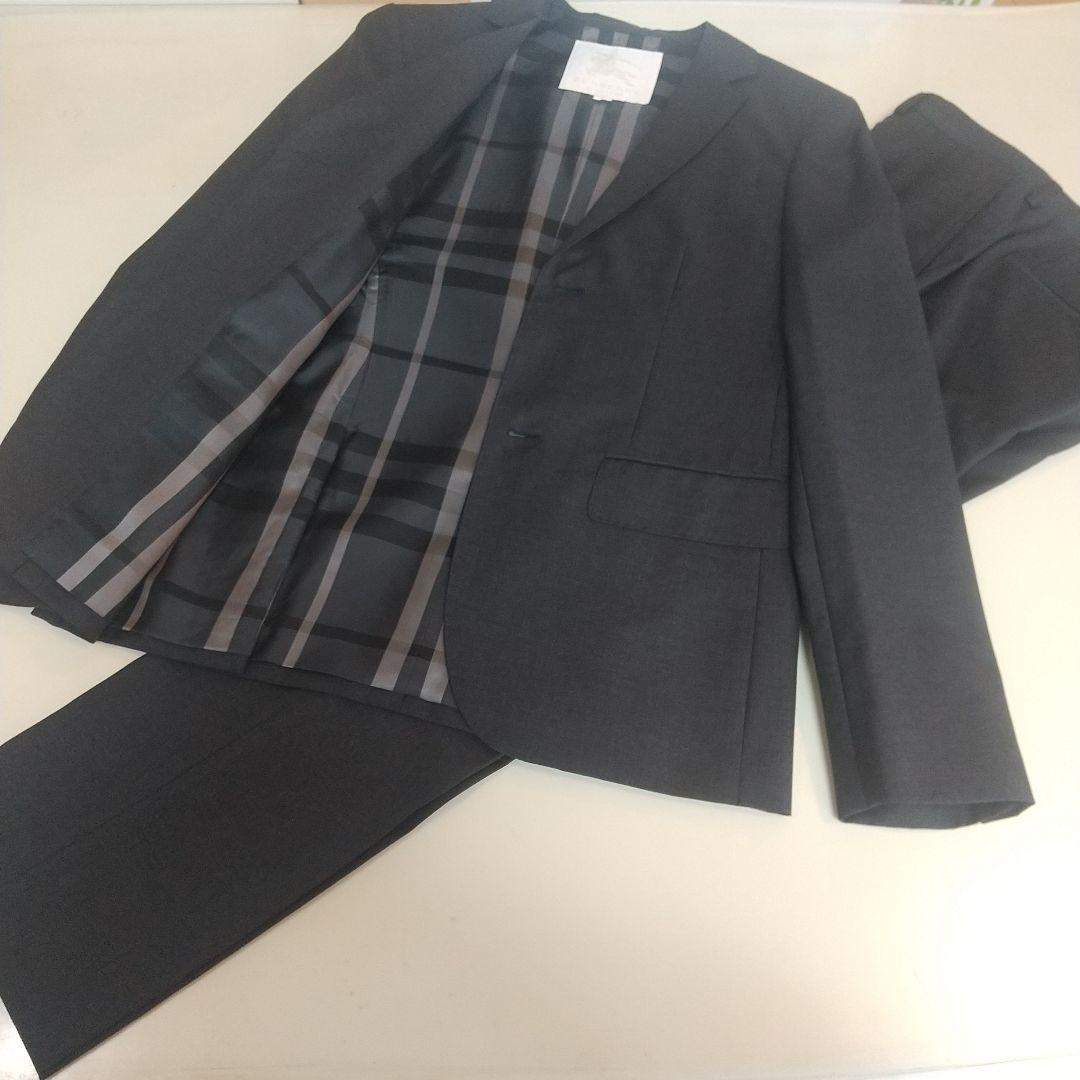 バーバリー14Y164cmスーツ 濃いグレー卒業式 入学式 シャツとネクタイ別売