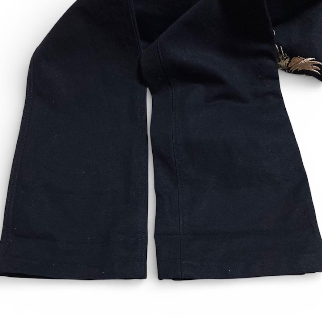 VANSON バンソン つなぎ オールインワン スカル刺繍 ブラック Sサイズ