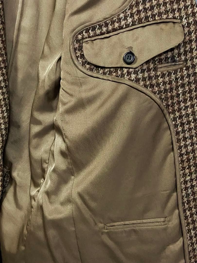 極美 90s ハリスツイード テーラードジャケット 千鳥柄 総柄 AB5 総裏