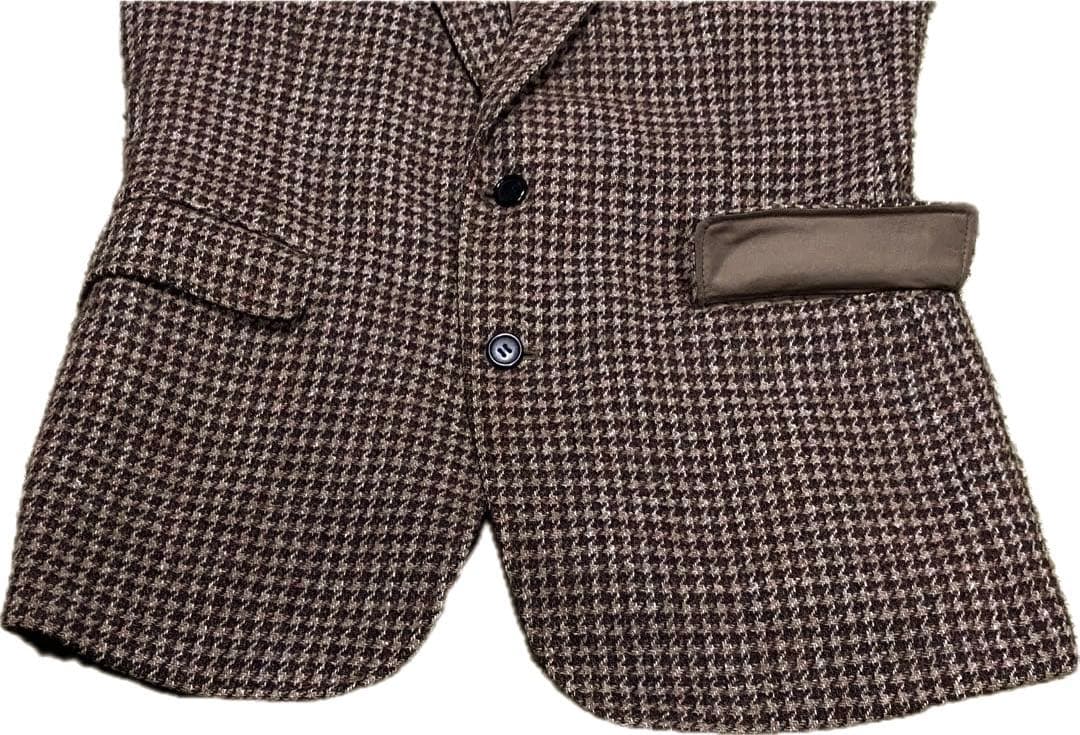 極美 90s ハリスツイード テーラードジャケット 千鳥柄 総柄 AB5 総裏