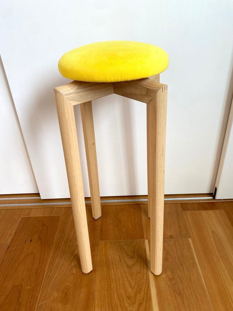 匠工芸 マッシュルームスツール ハイチェア 高さ60cm M イエロー 国産家具