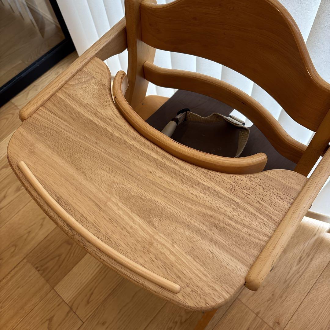 大和屋 すくすくチェアスリムフィット　ガード付 ナチュラル ハイチェア　ベルト付