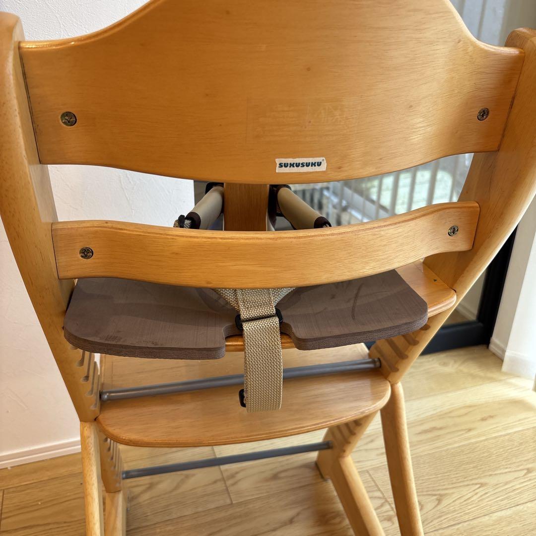 大和屋 すくすくチェアスリムフィット　ガード付 ナチュラル ハイチェア　ベルト付