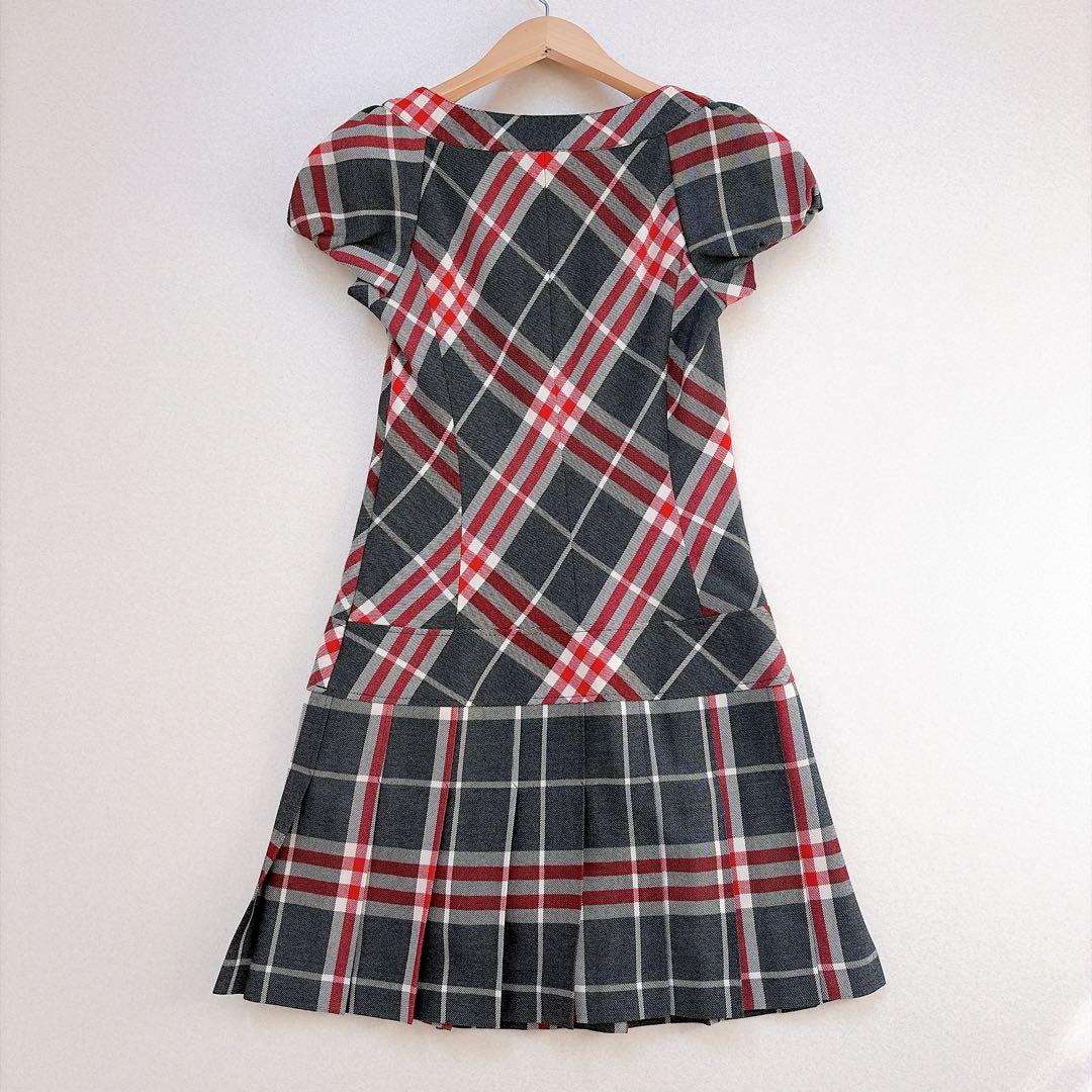 バーバリー　ワンピース　チェック柄　牛革ベルト　プリーツスカート　半袖