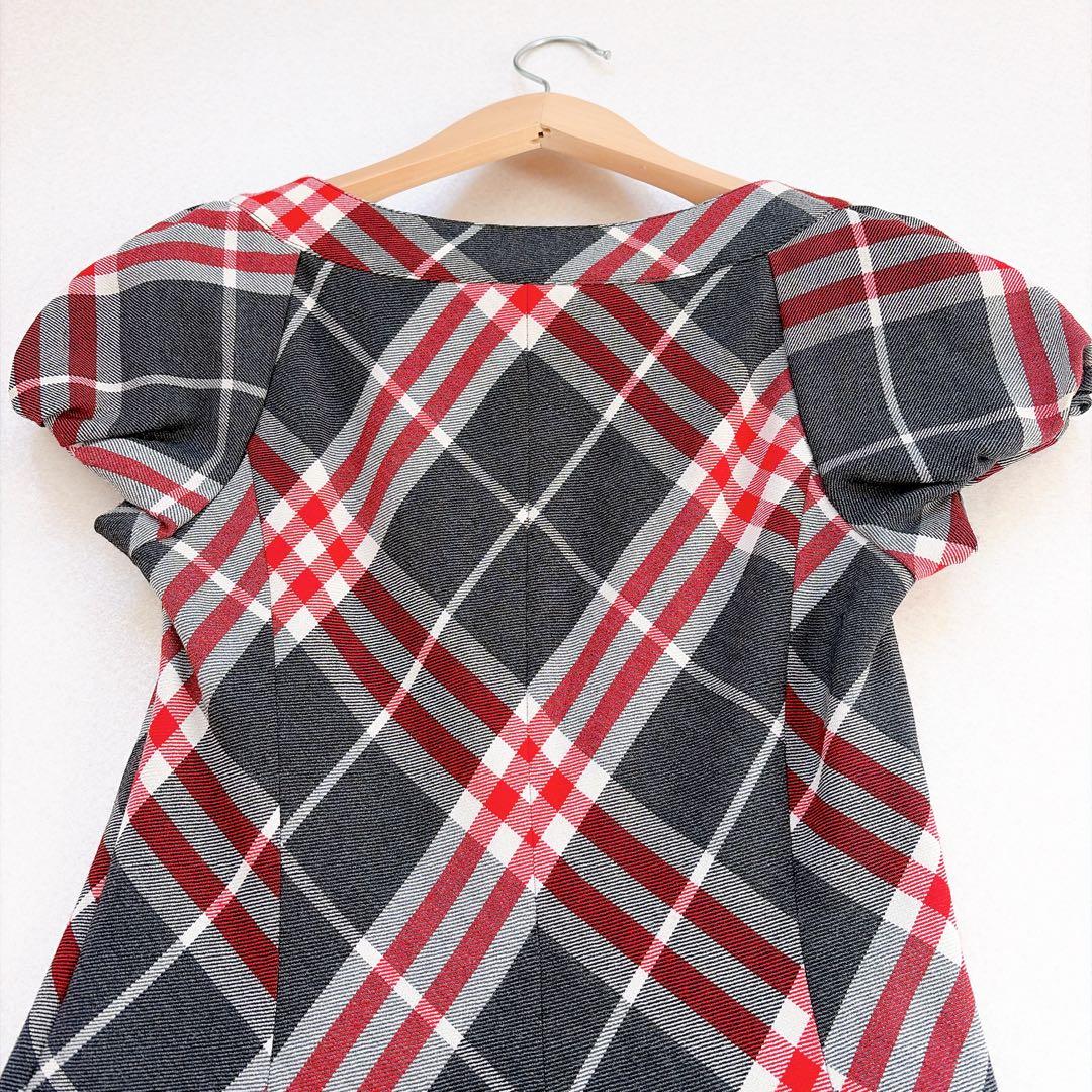 バーバリー　ワンピース　チェック柄　牛革ベルト　プリーツスカート　半袖