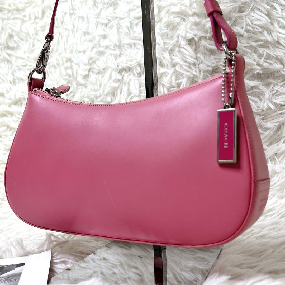 バッグ COACH Pink Leather Y2K Hobo Half Moon