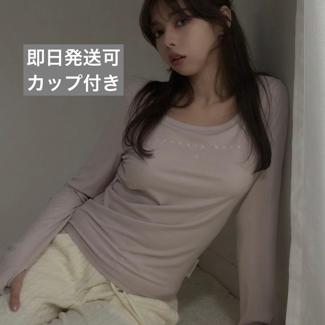 新品 andmary bebe Mybebe logo tops ピンク