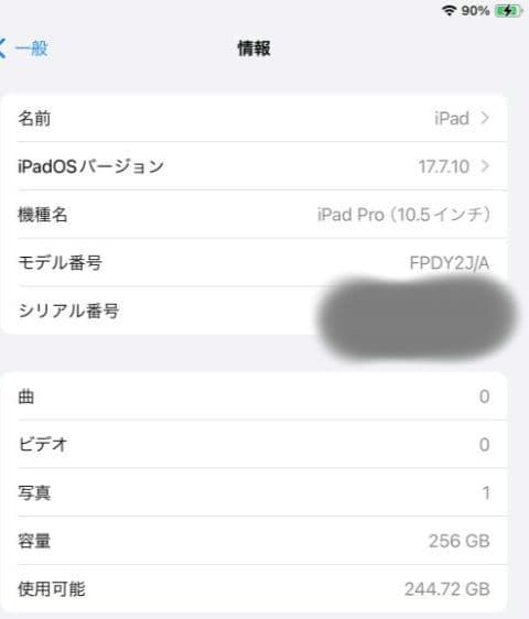 iPad Pro Wi-Fi 256GB 10.5インチ スペースグレイ 本体
