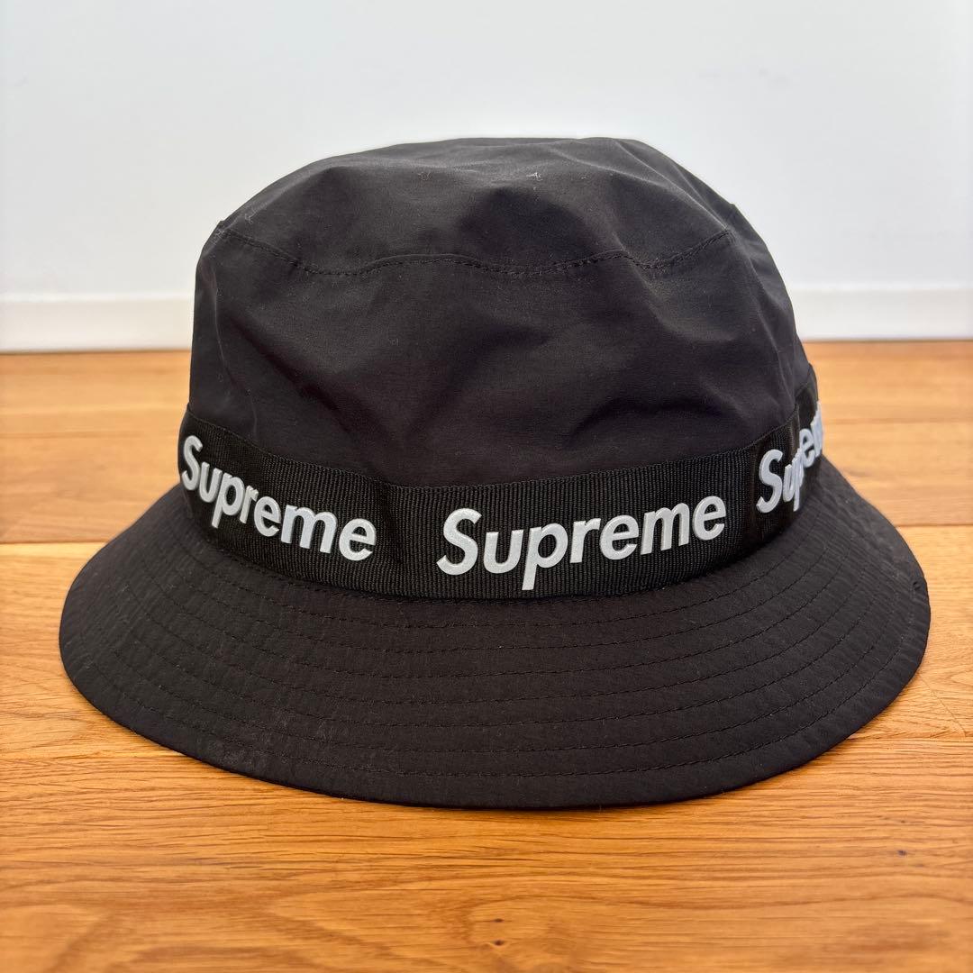 Supreme 希少テープロゴ　ブラック バケットハット M/L