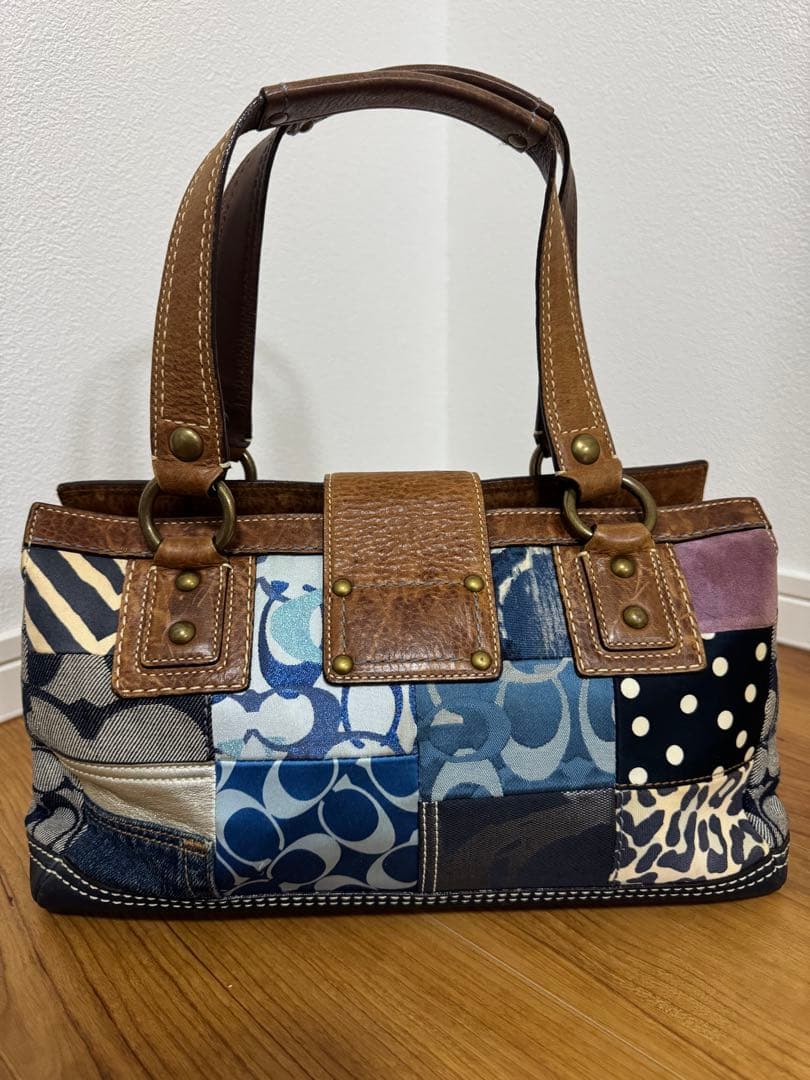 希少　coach コーチ　デニムパッチワーク　ハンドバッグ