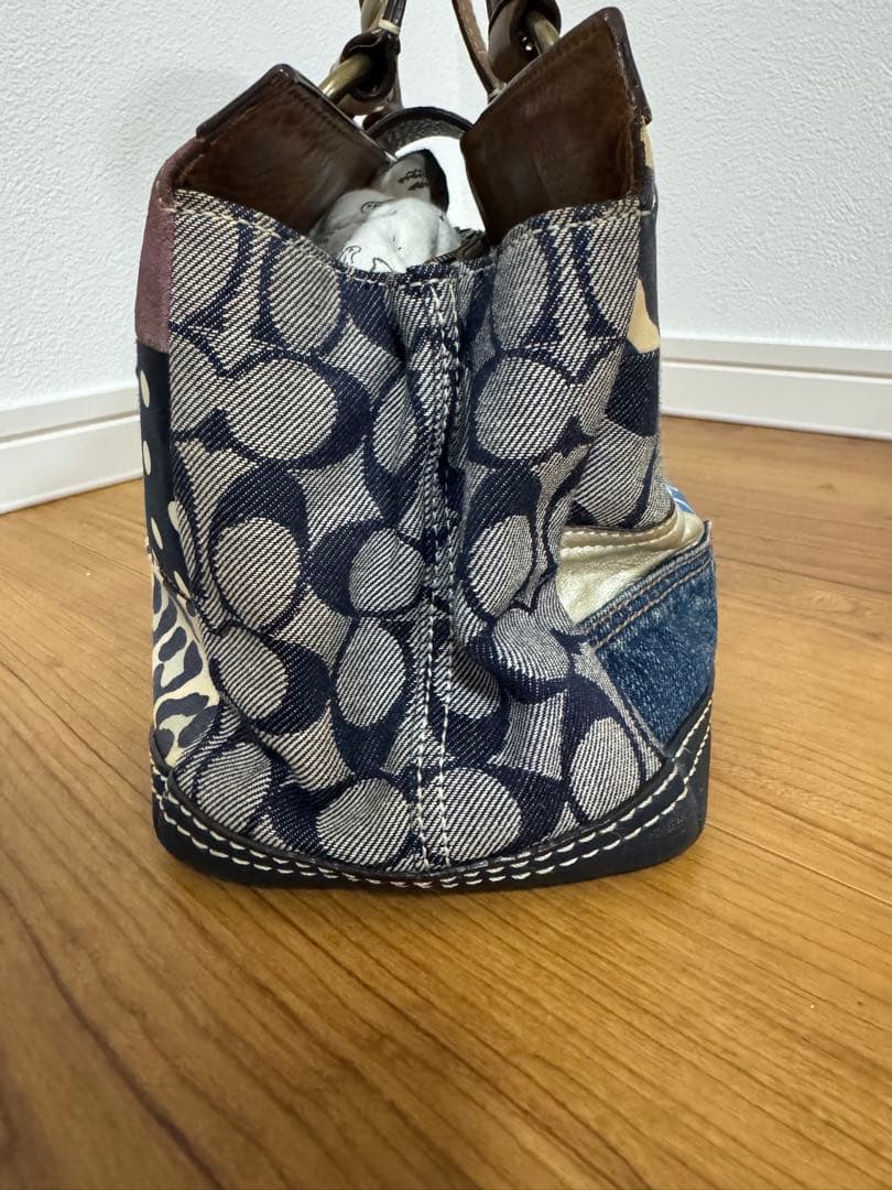 希少　coach コーチ　デニムパッチワーク　ハンドバッグ