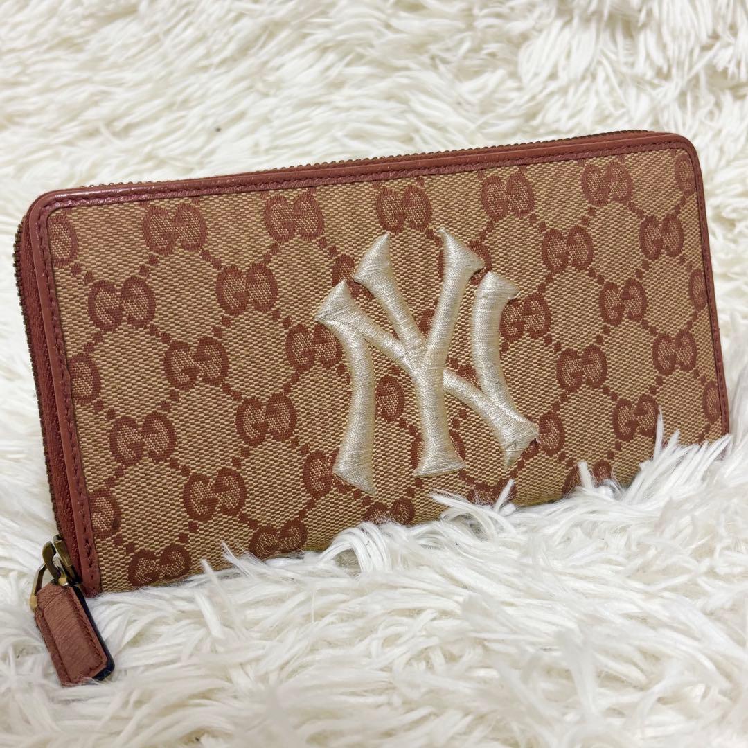 あたま　グッチ　長財布　ニューヨークヤンキース　GGキャンバス
