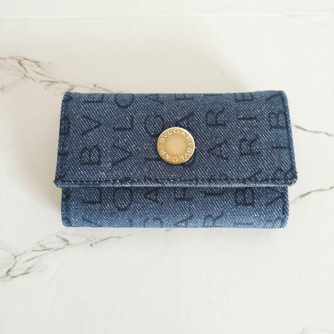 極美品☆BVLGARI ブルガリ☆6連キーケース ブルー ロゴ