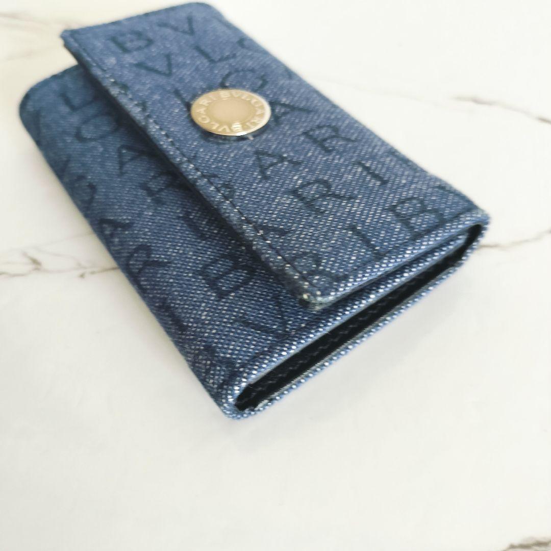 極美品☆BVLGARI ブルガリ☆6連キーケース ブルー ロゴ