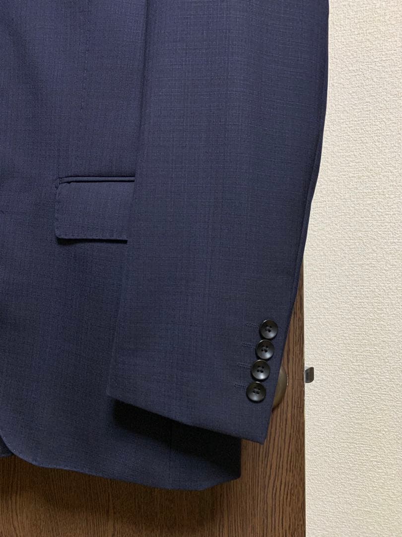 Y5新品未使用！高級ニュージーランドウール100%ネイビーシングルスーツ！