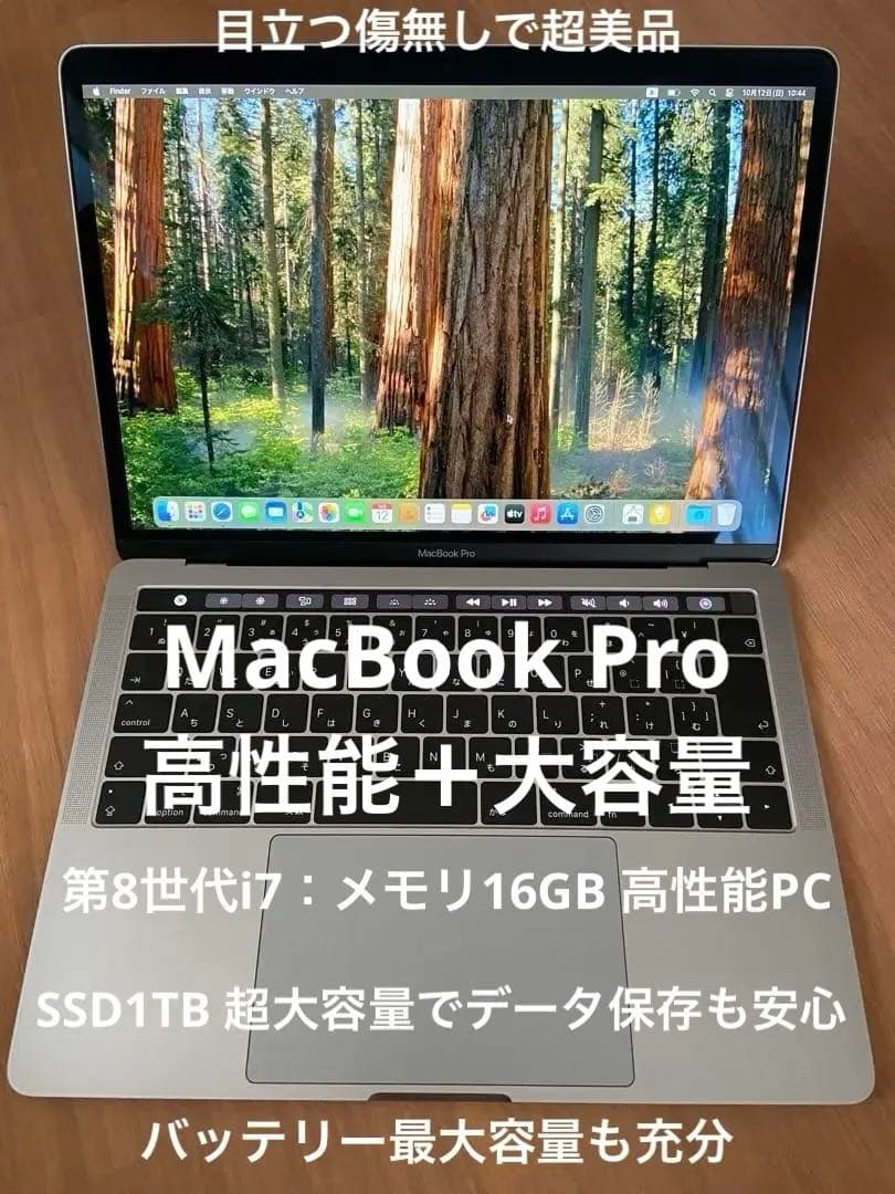 MacBook本体 MacBooK Pro CPU:corei7-8557U 1TB 16GB